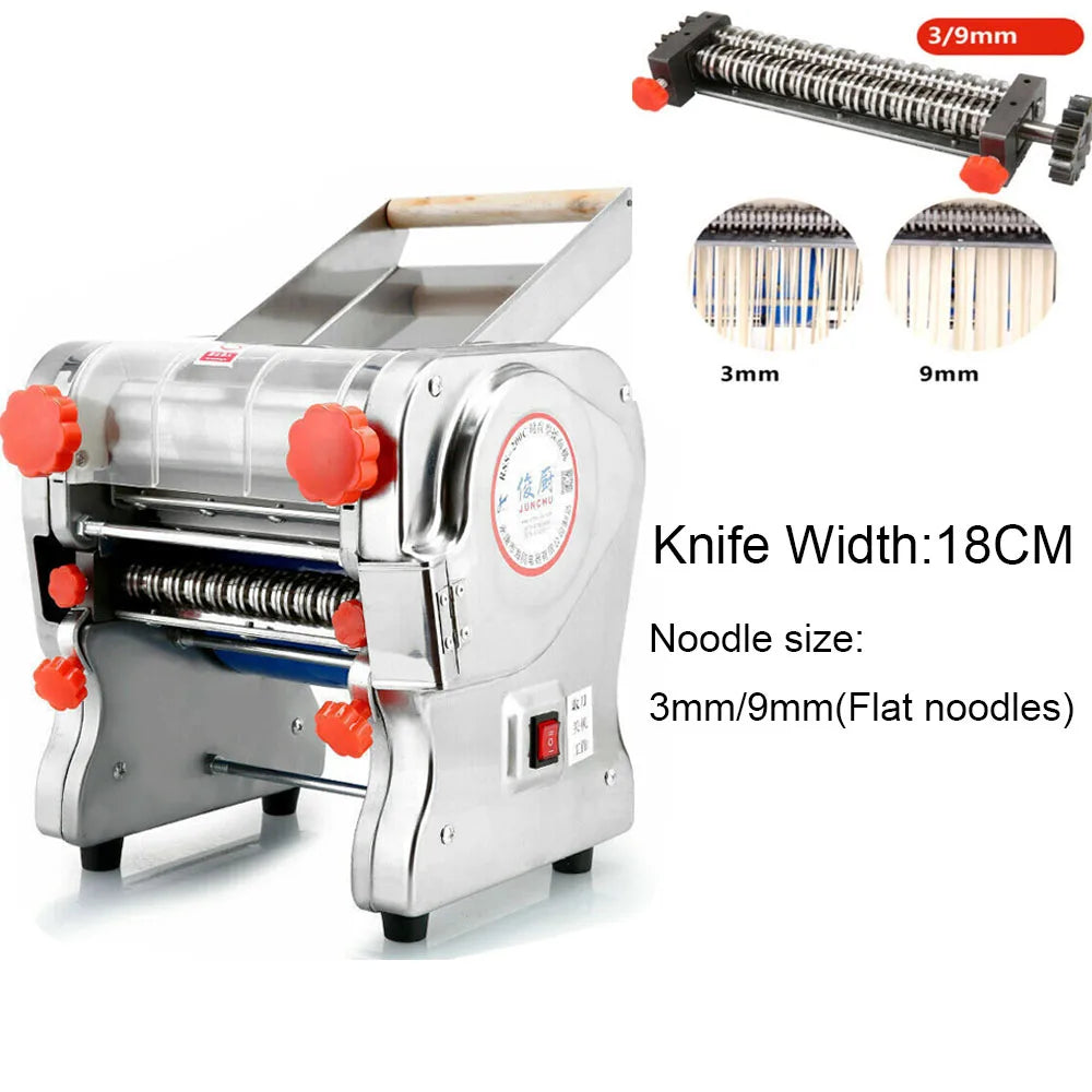 550W Electric Noodle Press Machine Stainless Steel Desktop Pasta Dumpling Maker Commercial Dough Roller Kneading Noodle Machine