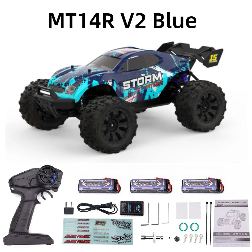 JIUSI PT14R/MT14R V1-V2 1/14 RC Brushless Racing Car 3S Battery 4WD 80km/h 35C High Speed Off-road RC Truck Toys as Gift