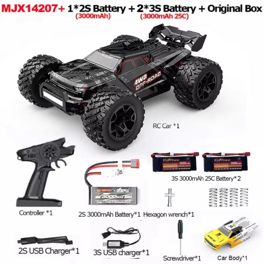 MJX Hyper Go 14207 1/14 Brushless RC Car RTR Dual Car Shells 4WD Off-Road Vehicle Professional Proportional Control RC Car
