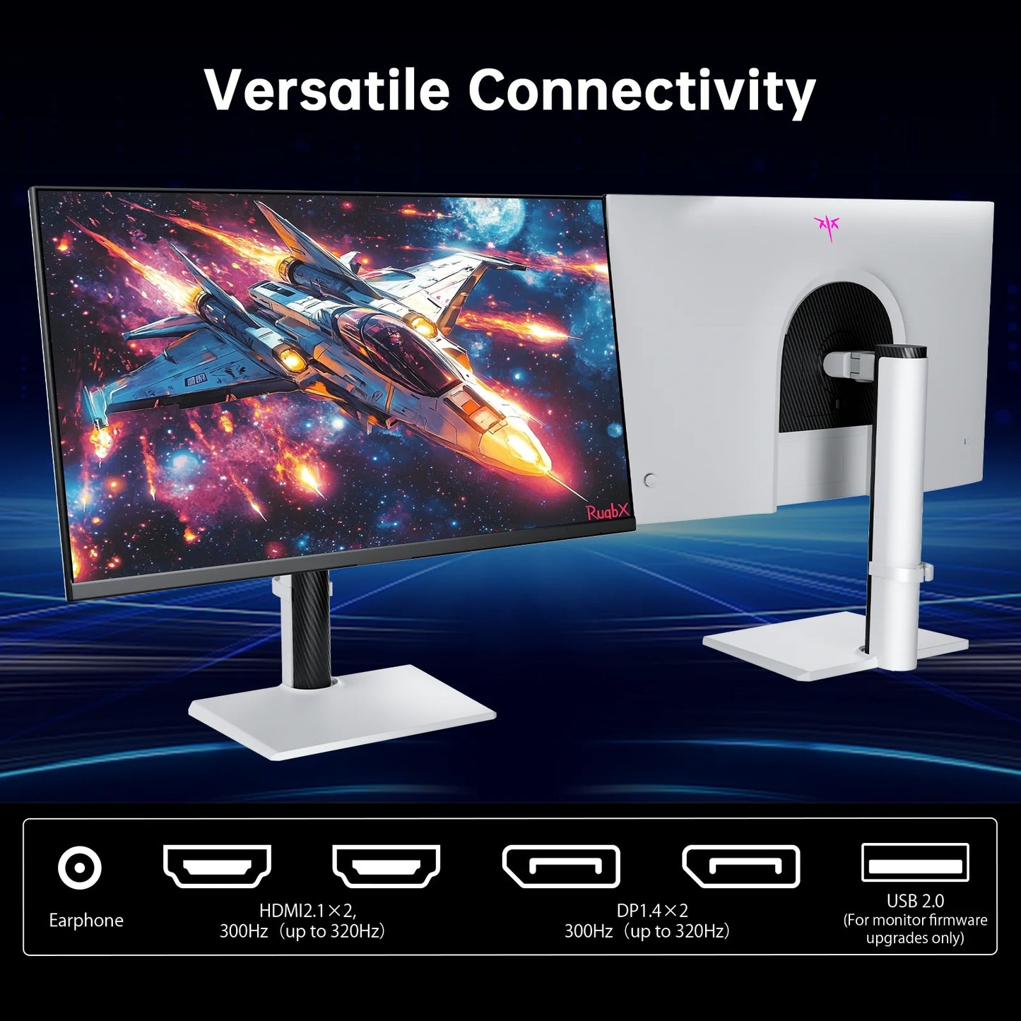 KTC 27 Inch White Gaming Monitor 300Hz/320Hz, QHD 1440P Fast IPS Computer Monitor