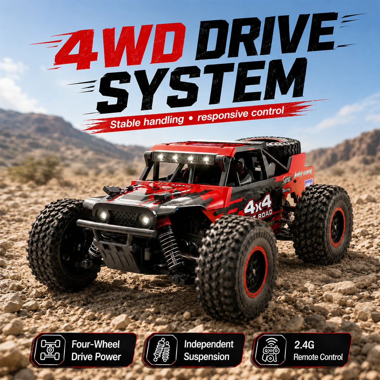 ZNLYRION RC Car Monster SG202MAX Scale1:16 Truck 4WD Brushless 55KM/H 2.4G Remote Control Off-Road Car with LED Lights for Boys Adults
