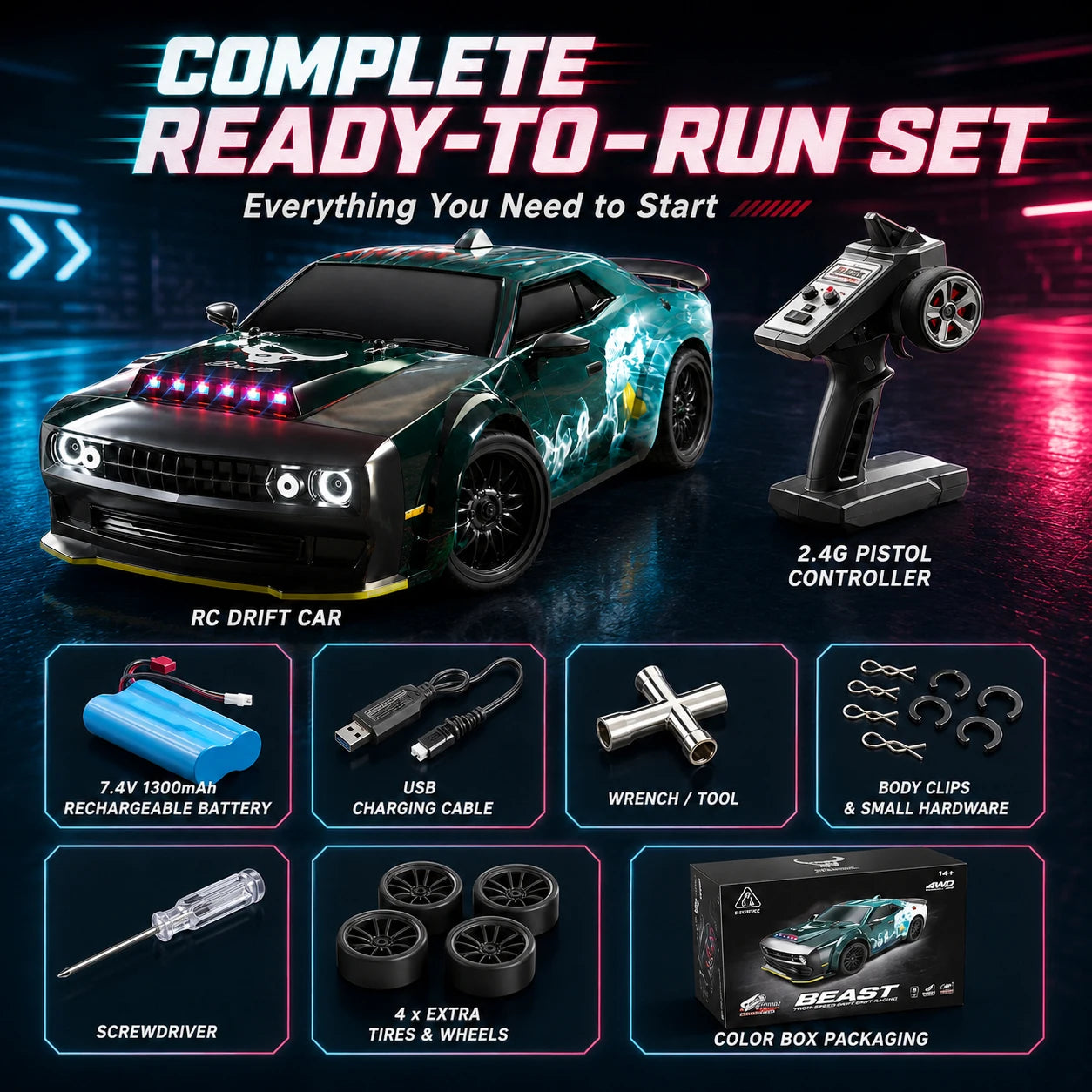 ZNLYRION 70KM/H RC Toy SG216PRO 4WD RC Drift Car 1:16 Scale  2.4G Remote Control Brushless Racing Car With LED Lights for Adults