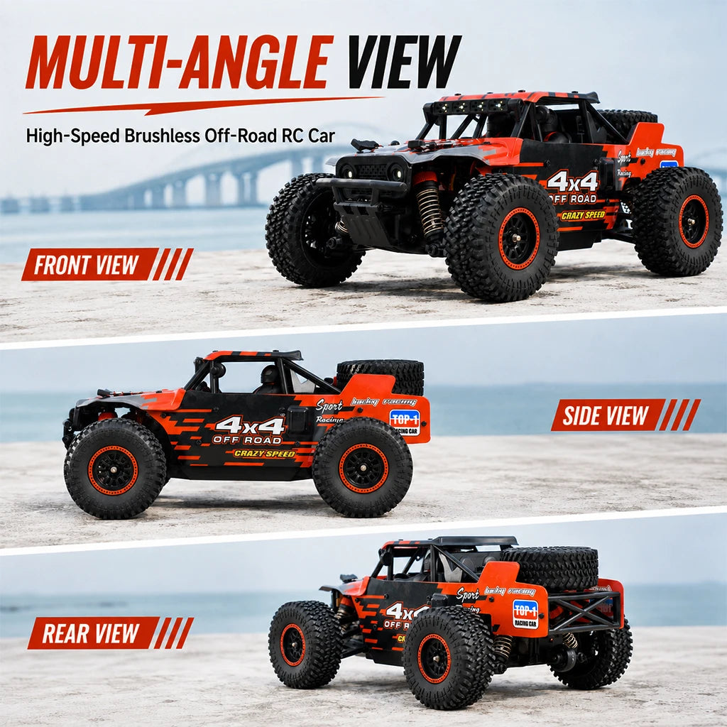 ZNLYRION RC Car Monster SG202MAX Scale1:16 Truck 4WD Brushless 55KM/H 2.4G Remote Control Off-Road Car with LED Lights for Boys Adults