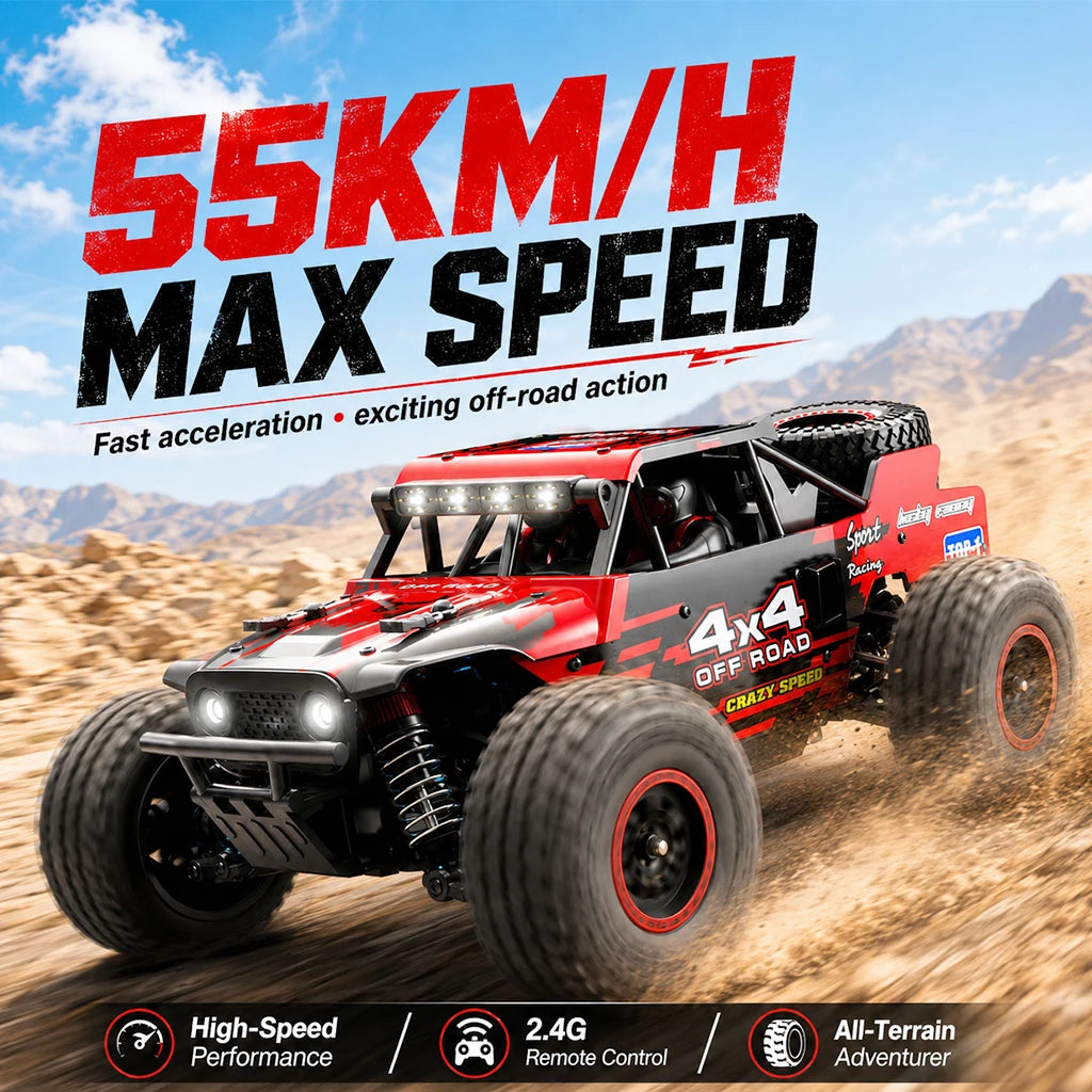 ZNLYRION RC Car Monster SG202MAX Scale1:16 Truck 4WD Brushless 55KM/H 2.4G Remote Control Off-Road Car with LED Lights for Boys Adults
