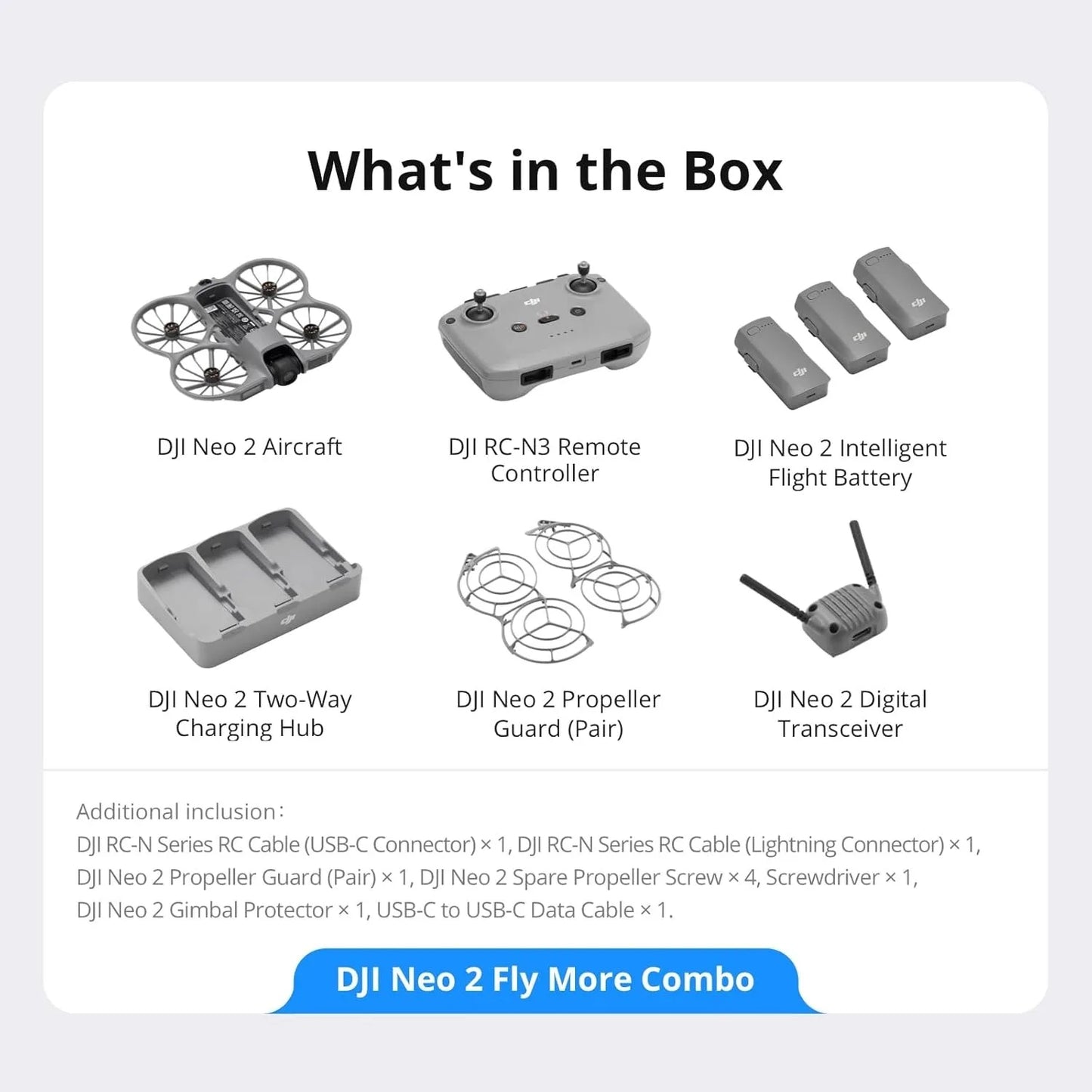 DJI Neo 2 Fly More Combo w/ RC-N3, 4K Camera Drone for Beginners, Stable Digital Transmission, 3 Batteries