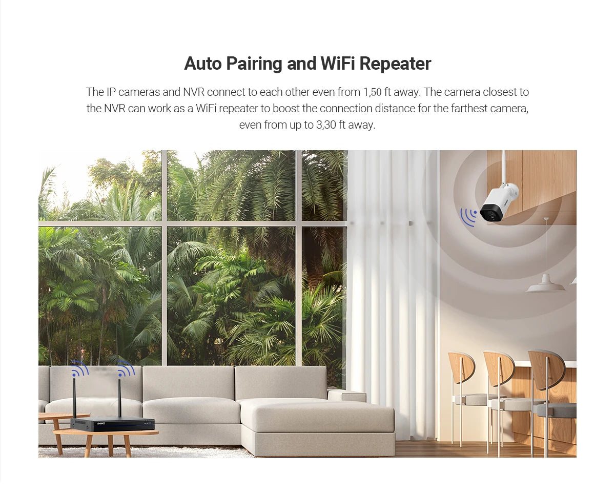 ANNKE WiFi Video Surveillance System with 5MP NVR 3MP IP Cameras Audio Recording Security Cameras AI Detection CCTV Cameras Kit