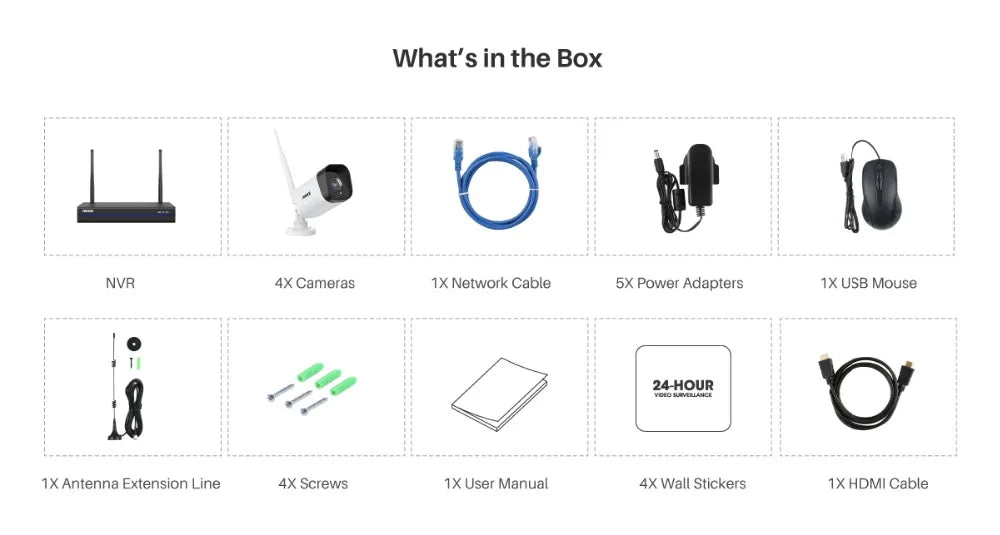 ANNKE WiFi Video Surveillance System with 5MP NVR 3MP IP Cameras Audio Recording Security Cameras AI Detection CCTV Cameras Kit