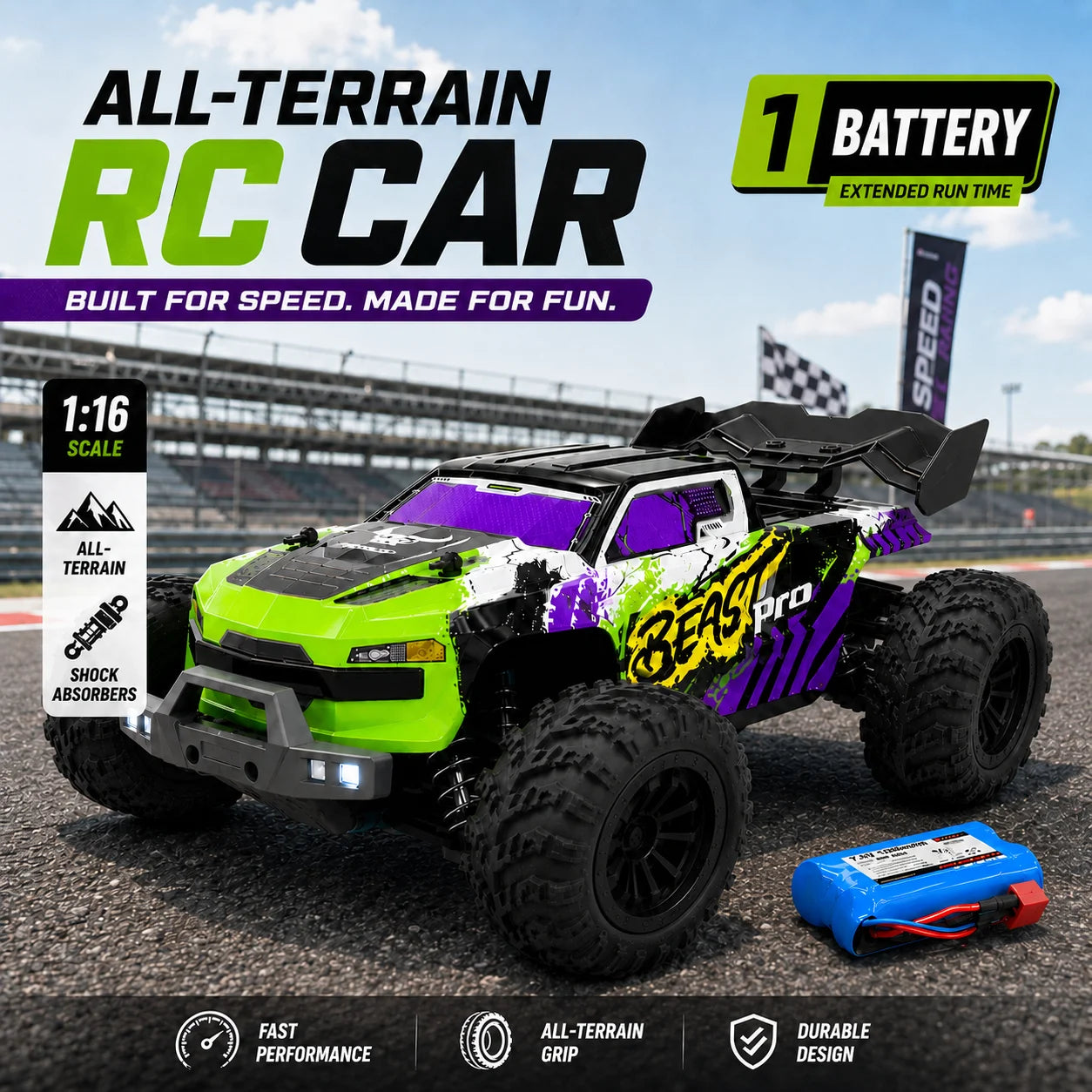 ZNLYRION RC Buggy 1:16 4 Wheel Drive Off-Road SG116MAX PRO Vehicle Optional Brushless Motor Anti-Slip Tire Remote Control Racing Truck