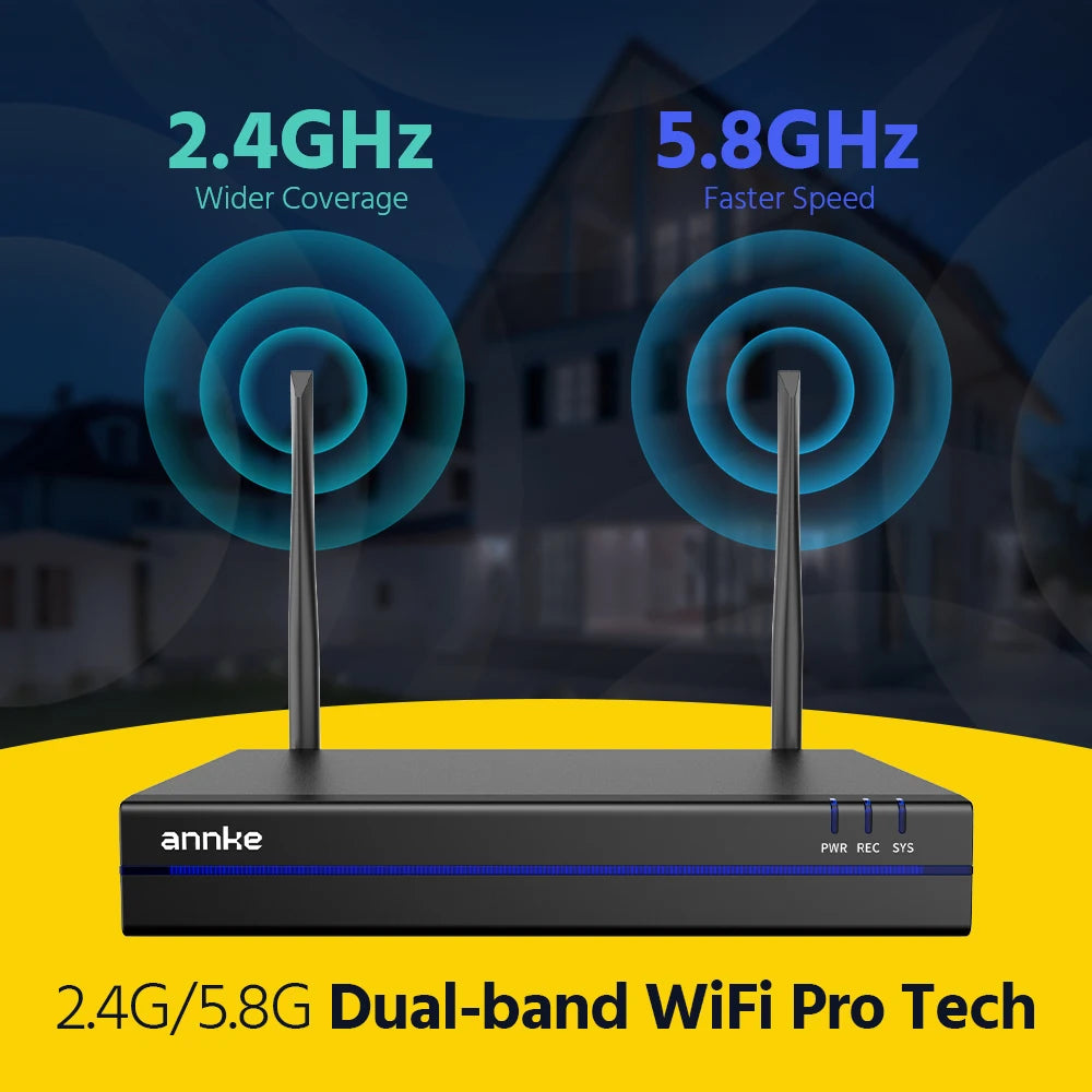 ANNKE WiFi Video Surveillance System with 5MP NVR 3MP IP Cameras Audio Recording Security Cameras AI Detection CCTV Cameras Kit