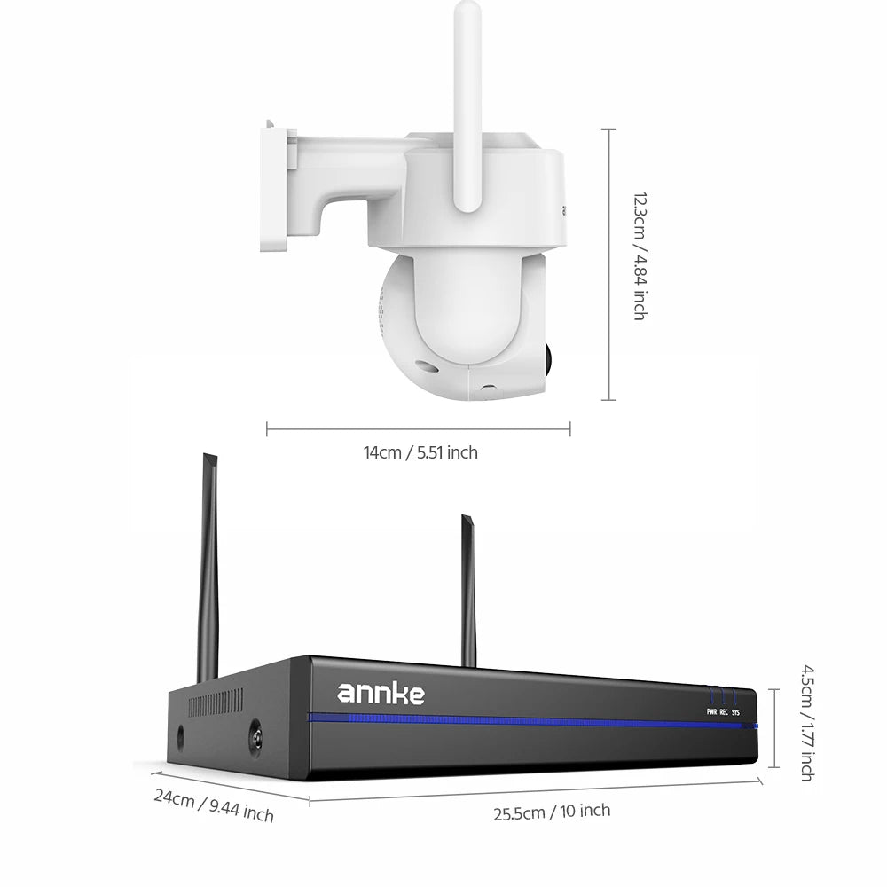 Annke 4MP Wireless PT Solar Camera 16CH NVR 2.4G&5.8G dual-band Security Camera Solar Built-in Battery wireless camera system