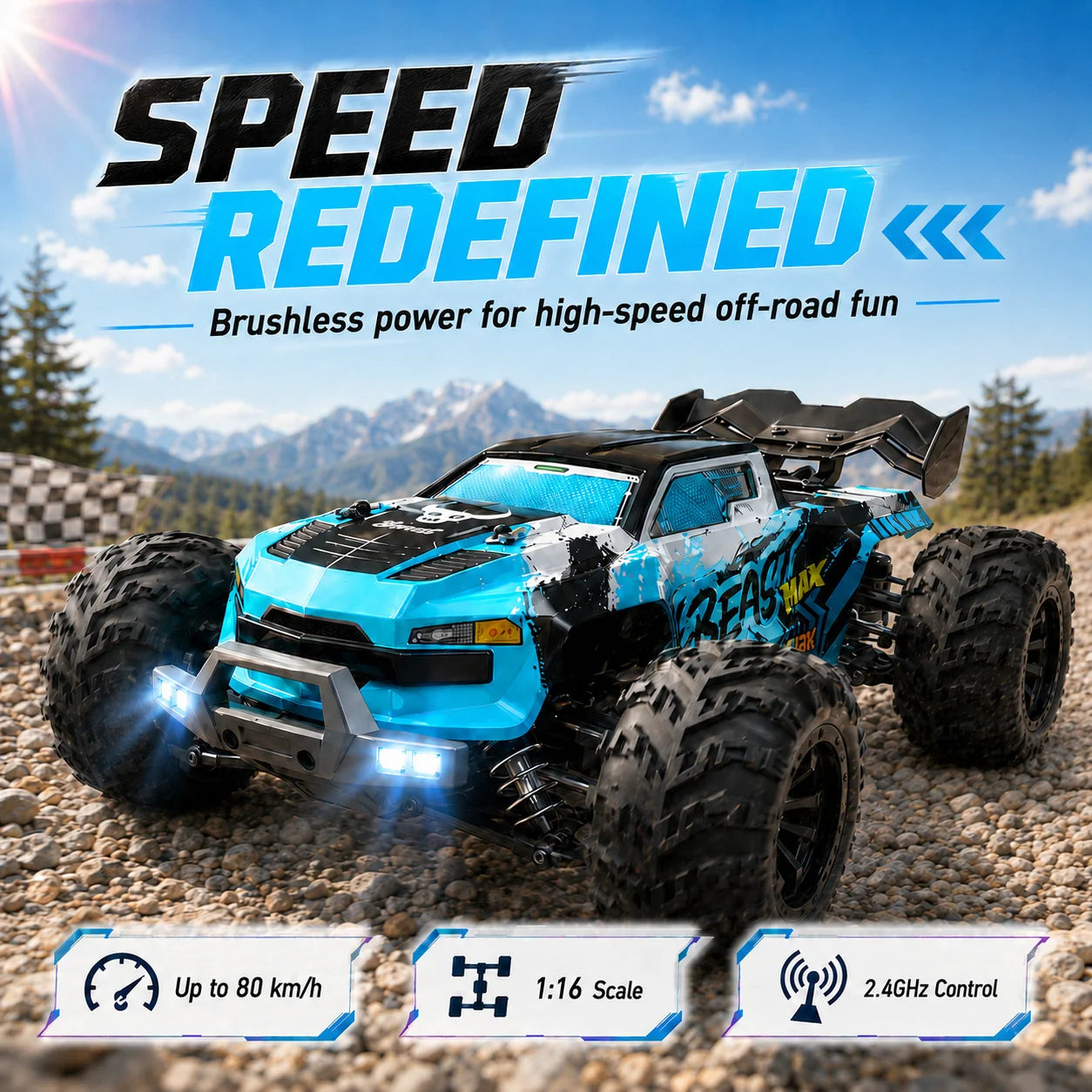 ZNLYRION RC Buggy 1:16 4 Wheel Drive Off-Road SG116MAX PRO Vehicle Optional Brushless Motor Anti-Slip Tire Remote Control Racing Truck
