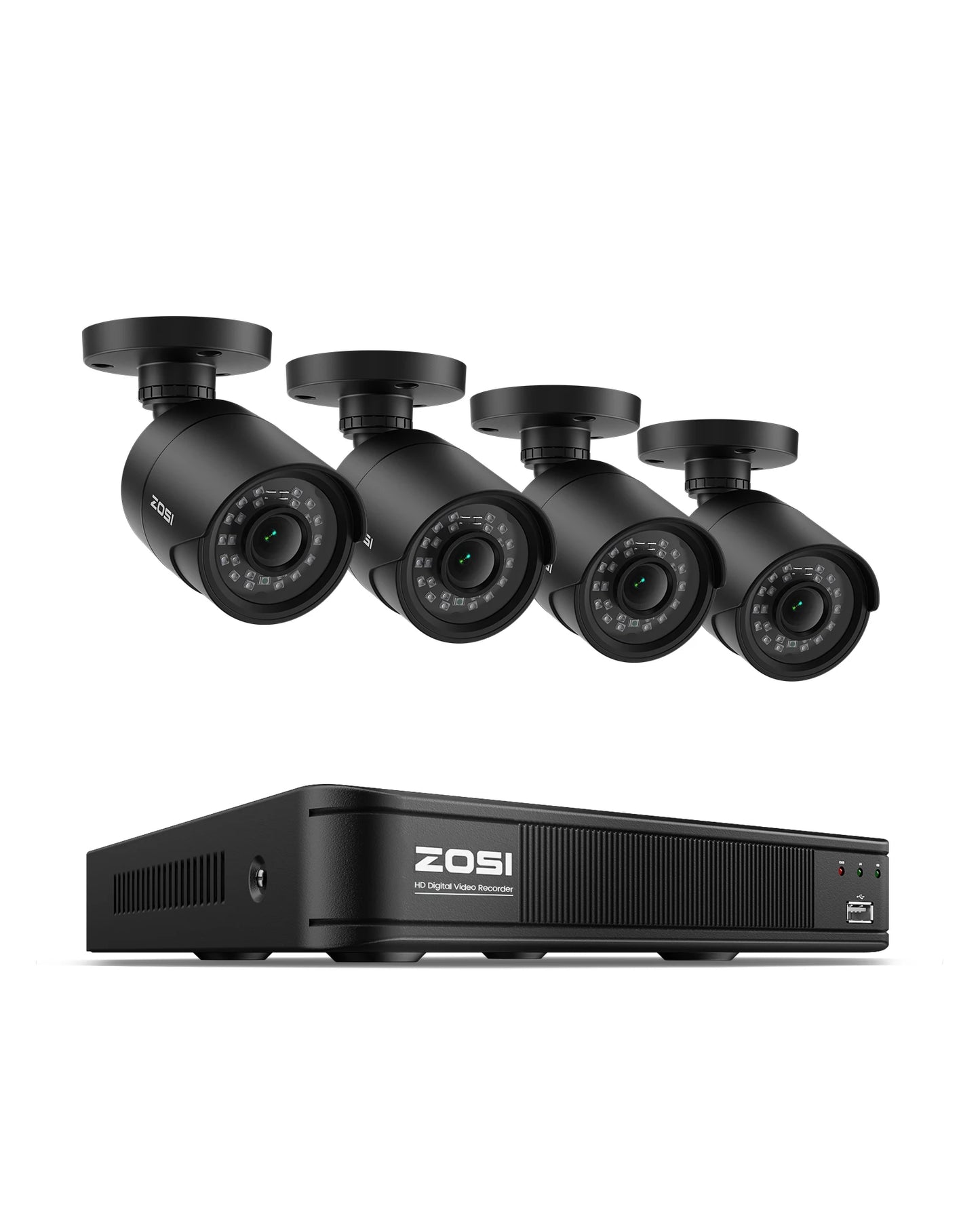 ZOSI 8CH 1080P Security Camera System 4-in-1 H.265+ DVR Outdoor IP66 Waterproof CCTV Cameras with IR Night Vision LEDs Home Surveillance System