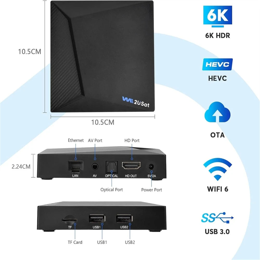 We2USat K3 Pro Android Smart TV Box Streaming Media Player Build in WiFi+Voice Remote Control Better Than Vseebox V5 PRO Free Ch