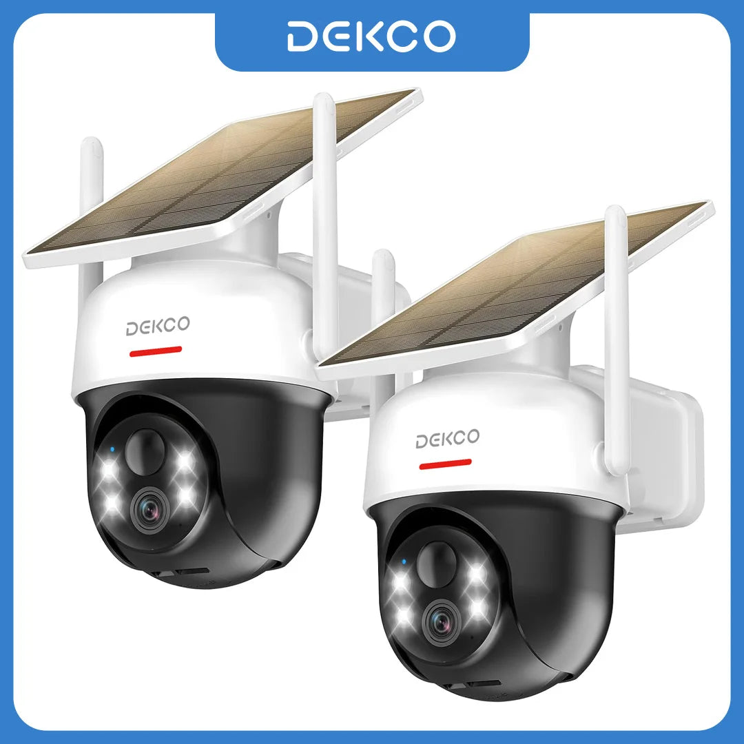 Dekco 2/4/6/8pcs Solar WiFi Camera 3MP 100% Wire-Free 5000mAh Battery Two-way Audio Security Camera Wireless PTZ CCTV Camera