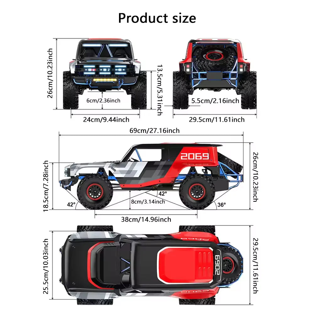 MJX HYPER GO H8P 1/8 Scale RC Car 3S Brushless RTR 4WD Off-Road Climbing Vehicle Simulation Remote Control Toys ﻿as Gift