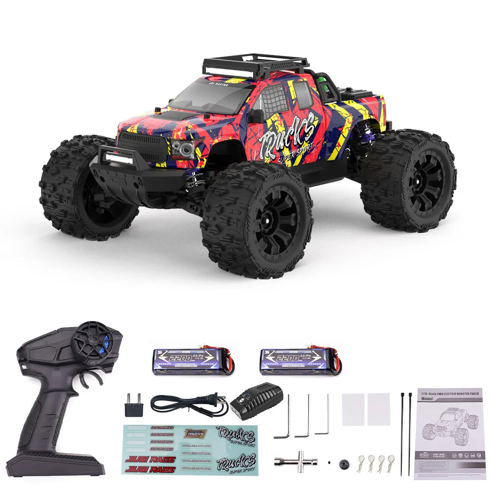JIUSI PT14R V3 1/14 RC Racing Car 3S Battery 4WD 80km/h Brushless Motor 2.4G Remote Control 35C High Speed Off-road RC Truck