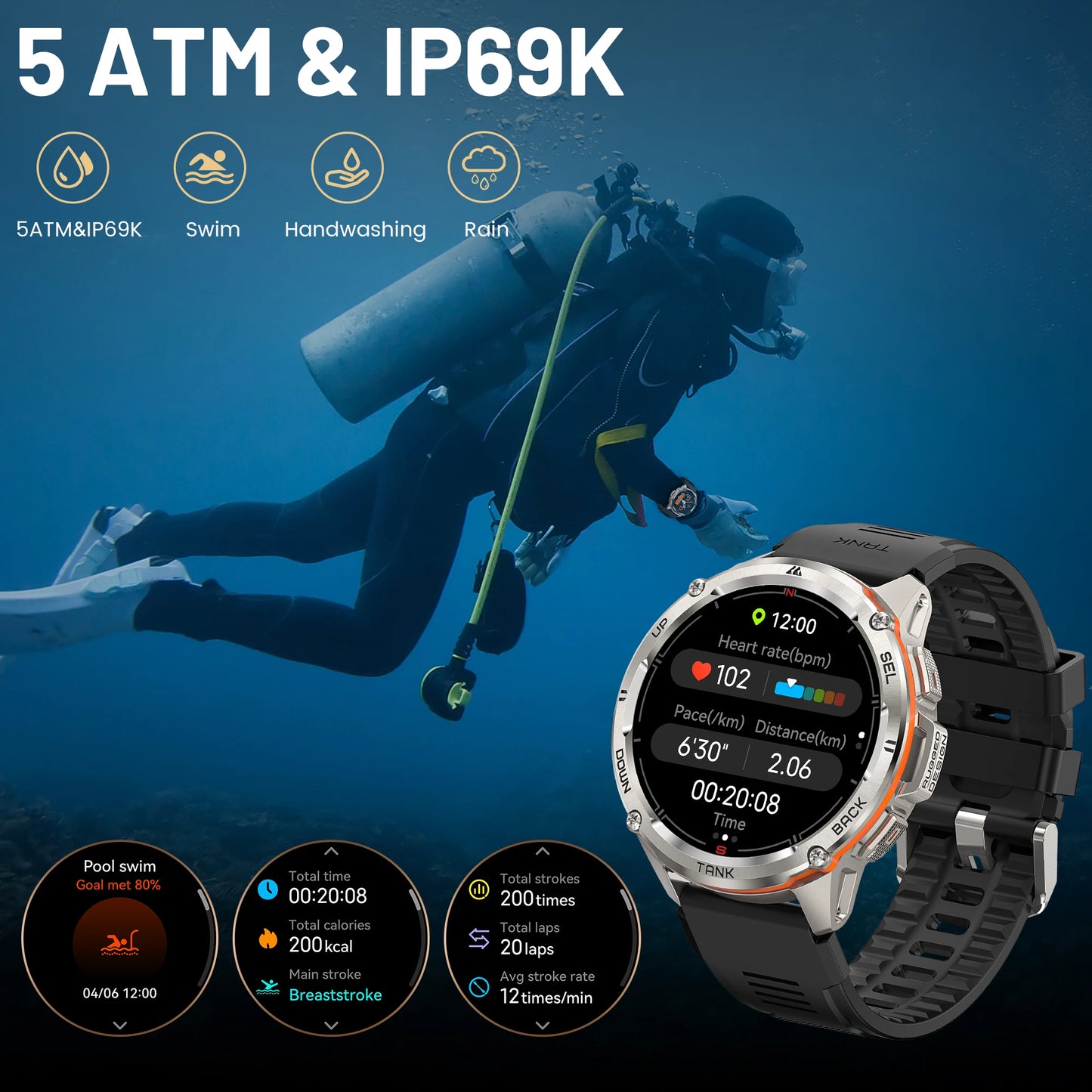 2025 Original KOSPET TANK T3 Ultra GPS Smart Watch for Men Rugged Smartwatch 470mAh Fitness AMOLED Bluetooth Electronic Watches