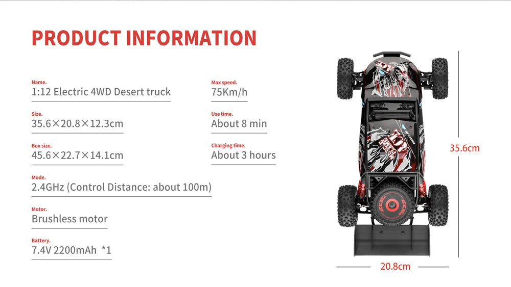 WLtoys 124016 124017 RC Car 75km/h High Speed Remote Control Crawler 2.4G Electric 4WD Off-Road Drift Climbing Racing Vehicle Toys Brushless Motor