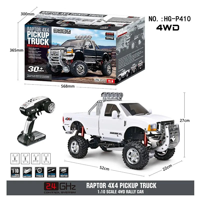 US Stock HG P410 1/10 4x4 RC Pickup Rally Car Racing Crawler 2.4G Radio Motor ESC Black Edition Toy Vehicle TH16938