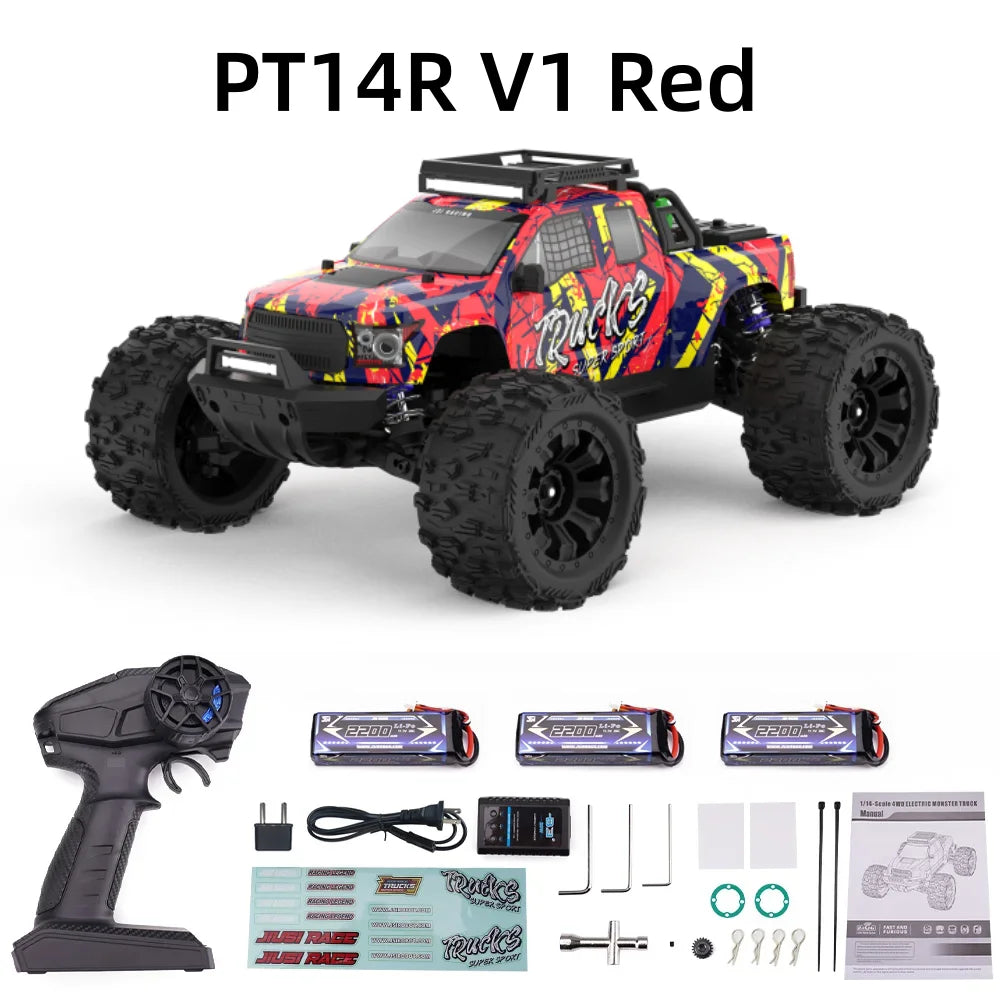 JIUSI PT14R/MT14R V1-V2 1/14 RC Brushless Racing Car 3S Battery 4WD 80km/h 35C High Speed Off-road RC Truck Toys as Gift