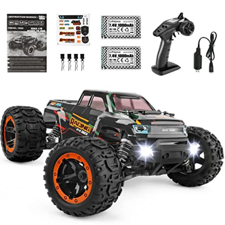 Remote Control Car 16889, 1:16 Scale 2.4GHz RC Cars 4x4 Off Road Trucks, Waterproof RTR RC Monster Truck 36KM/H, Toys for and A
