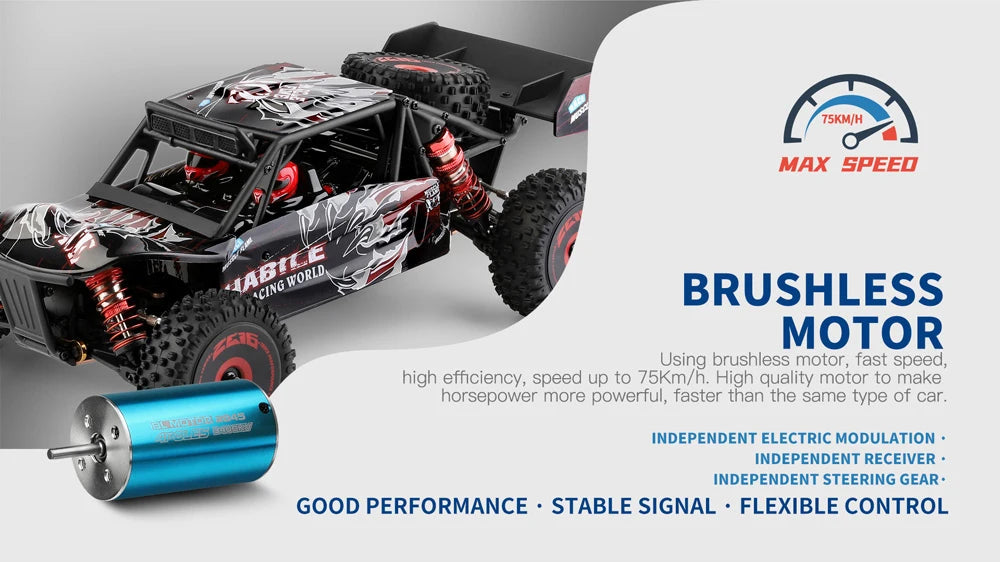 WLtoys 124016 124017 RC Car 75km/h High Speed Remote Control Crawler 2.4G Electric 4WD Off-Road Drift Climbing Racing Vehicle Toys Brushless Motor