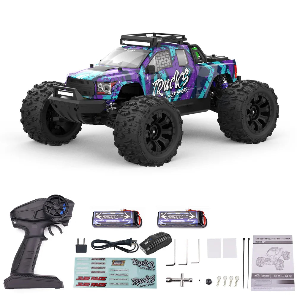 JIUSI PT14R V3 1/14 RC Racing Car 3S Battery 4WD 80km/h Brushless Motor 2.4G Remote Control 35C High Speed Off-road RC Truck