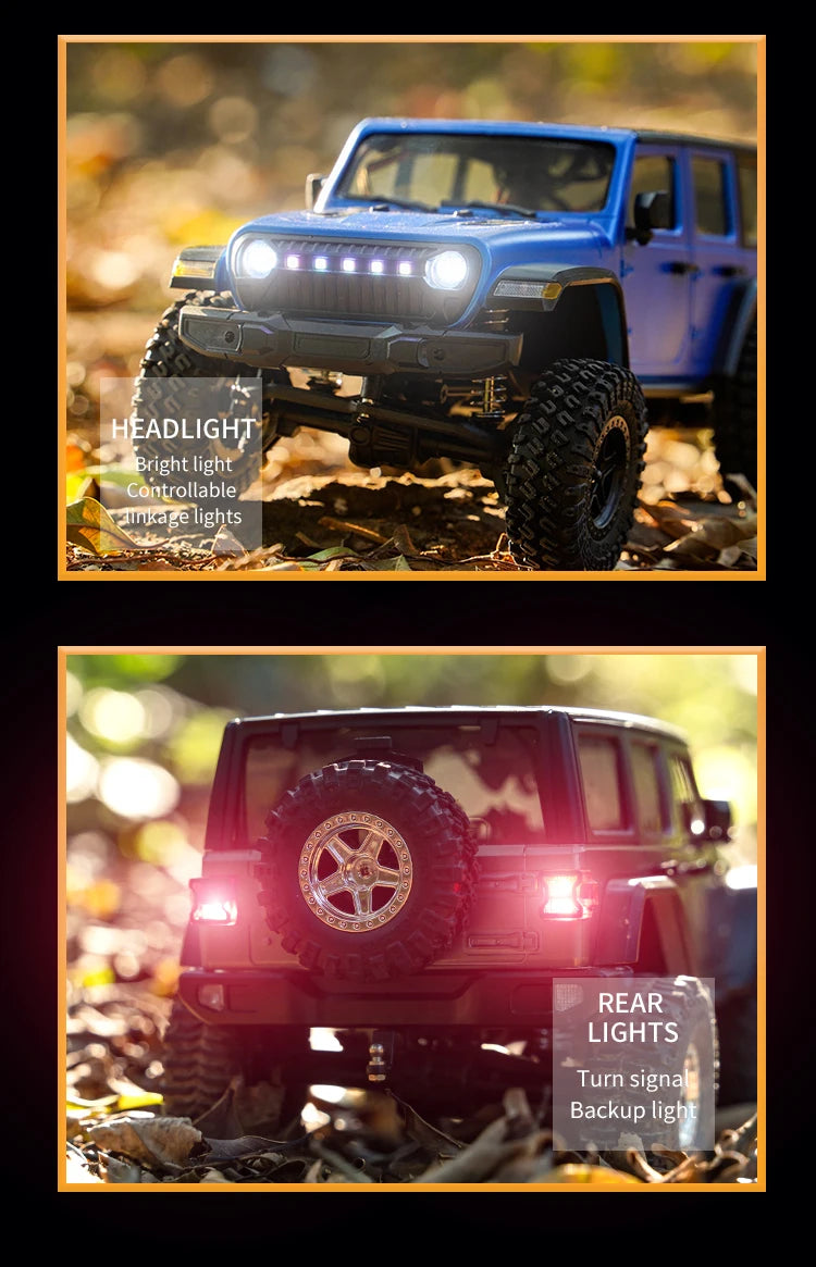 1/18 Scale RC Car C8801 RC Model 2.4G 4WD Simulation Off-Road Crawler Climbing Remote Control Truck with LED Lights Toys