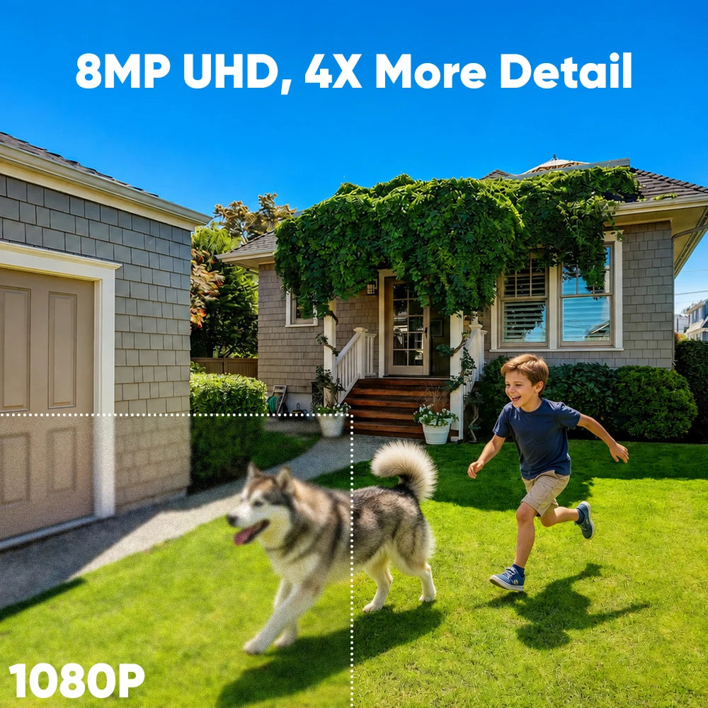 SANNCE 8MP PoE Security Camera Outdoor,8CH NVR with 2.8mm 4k home surveillance cameras ,H.265 Two-Way Audio,AI Human Vehicle Detection ,128° Dual Light Night Vision CCTV Surveillance Camera ONVIF