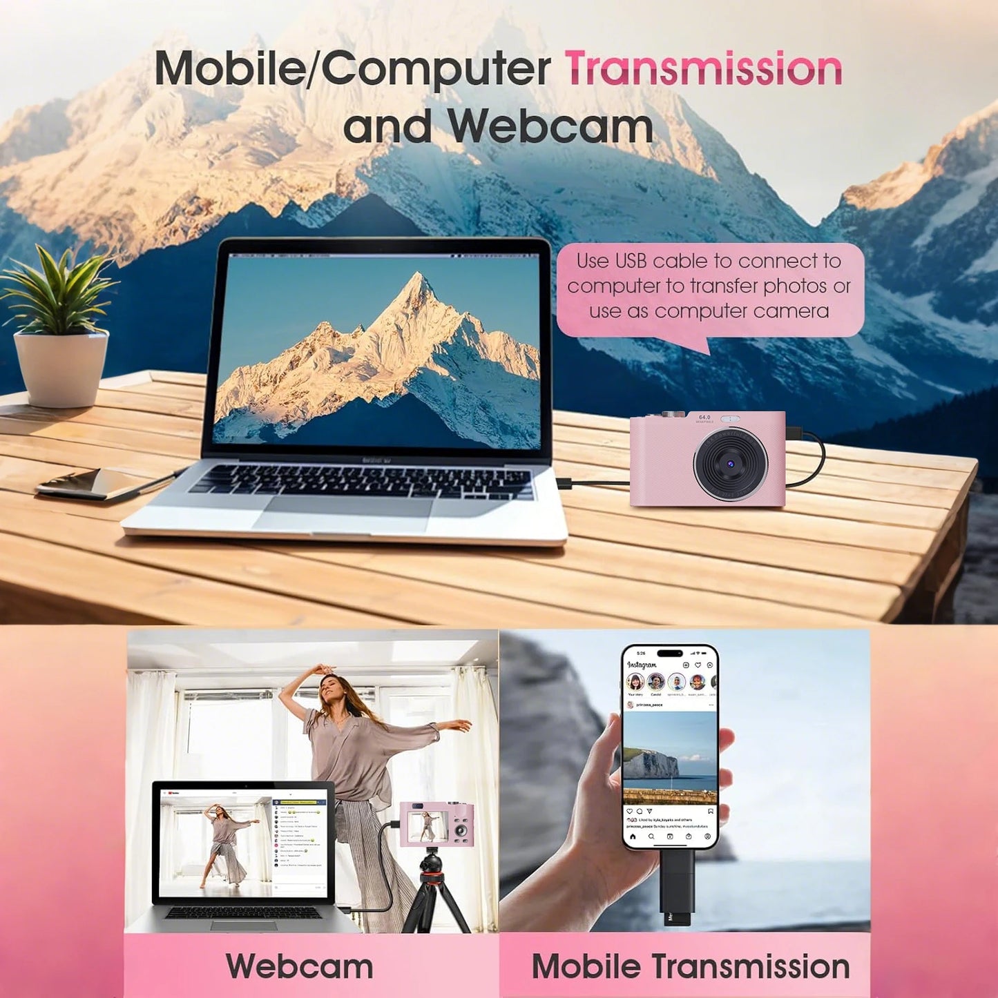 4K30FPS Digital Camera with Autofocus | 48MP Ultra-Compact Vlogging Camera for Photography | 16X Digital Zoom & Image Stabilization | Includes 32GB Micro SD Card & 2x 1200mAh Batteries | Perfect for Beginners