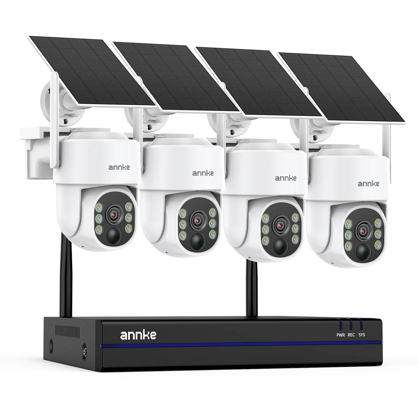 Annke 4MP Wireless PT Solar Camera 16CH NVR 2.4G&5.8G dual-band Security Camera Solar Built-in Battery wireless camera system