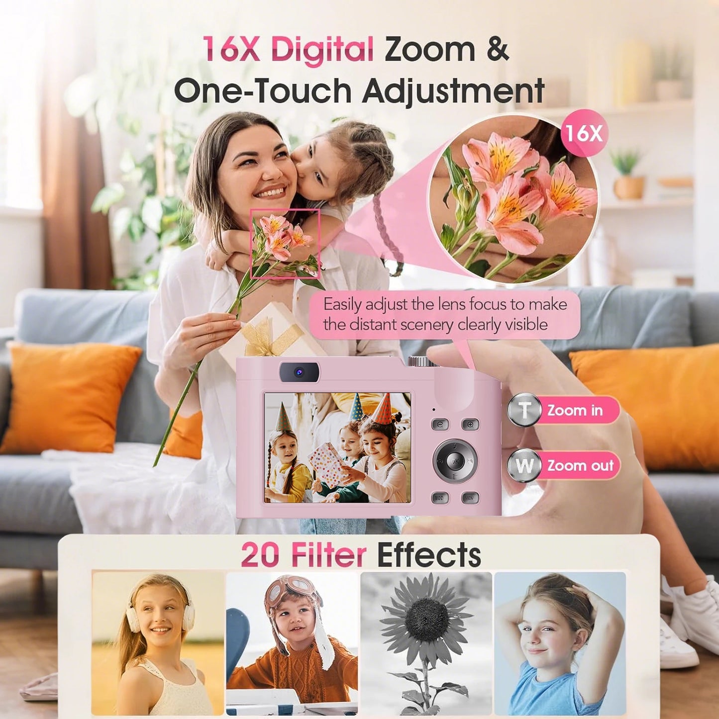 4K30FPS Digital Camera with Autofocus | 48MP Ultra-Compact Vlogging Camera for Photography | 16X Digital Zoom & Image Stabilization | Includes 32GB Micro SD Card & 2x 1200mAh Batteries | Perfect for Beginners