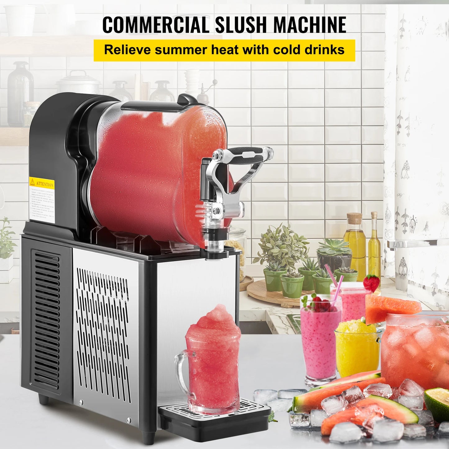 SucceBuy 3/6L 1/2 Jar Commercial Slushie Machine Slush Maker Frozen Drink Dispenser Juice Smoothie Granita Vending Machine