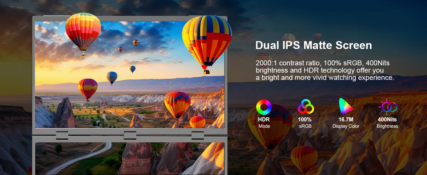 UPERFECT Delta 100HZ Dual Portable Monitor 18.5' 1080P FHD IPS Folding Stacked Triple Laptop Screen Extender USB-C Plug & Play Travel Extended Computer Display For Laptop PC Windows Mac W/Stand & VESA Mountable