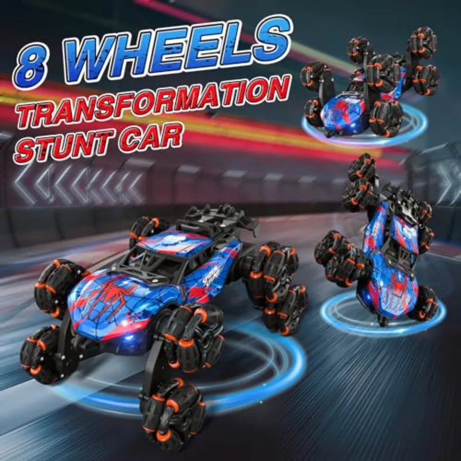 8WD Gesture Sensing RC Stunt Car with Spray and Light and Music for Age 6-8-13, Spider Hand Remote Control Car 2.4Ghz Double-Si