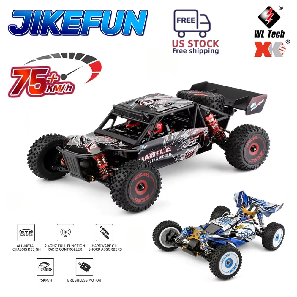 WLtoys 124016 124017 RC Car 75km/h High Speed Remote Control Crawler 2.4G Electric 4WD Off-Road Drift Climbing Racing Vehicle Toys Brushless Motor