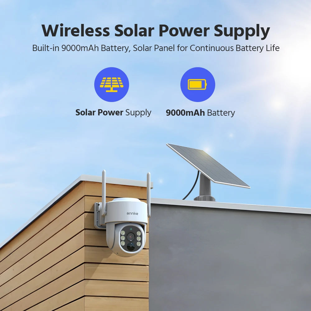 Annke 4MP Wireless PT Solar Camera 16CH NVR 2.4G&5.8G dual-band Security Camera Solar Built-in Battery wireless camera system