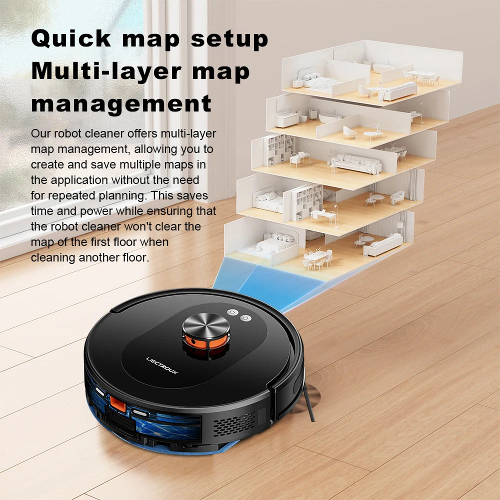 2026 Upgrade Liectroux T9 Robot Vacuum Cleaner Mop, LDS Navigation, 6500Pa, Multi-Floor Mapping, Carpet Boost, Anti-Tangle Brush