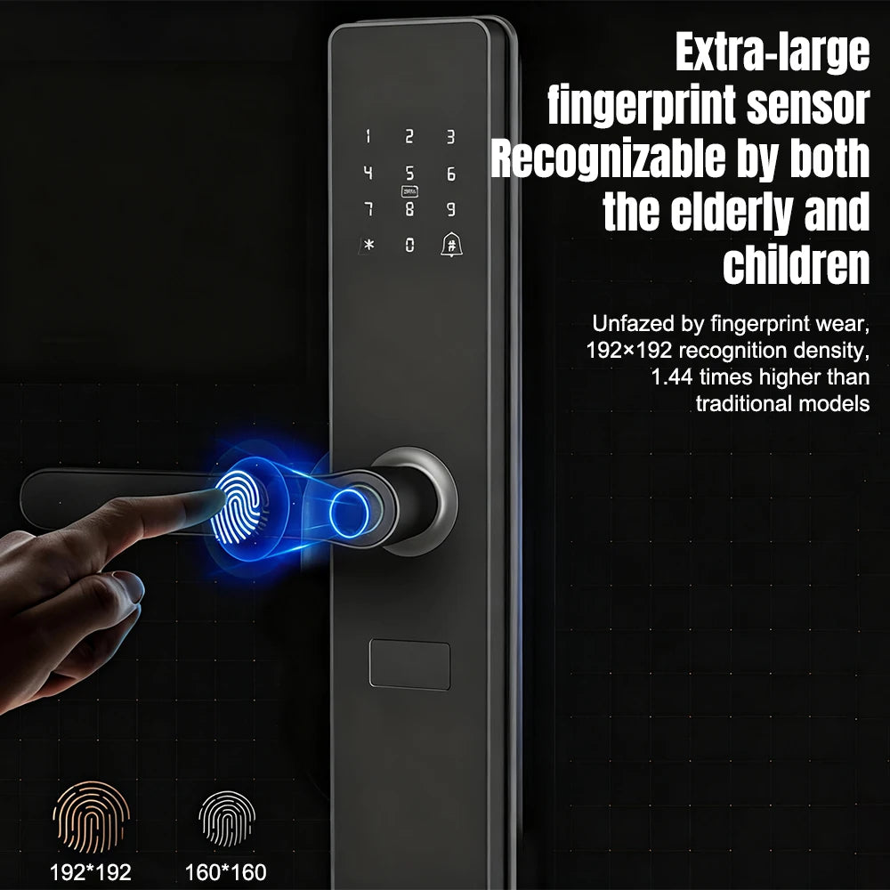Smart Fingerprint Door Handle Lock TTLock App Bluetooth Keyless Lock Anti-peep Virtual Password IC Card Key Access Smart Lock for Apartment Front Door