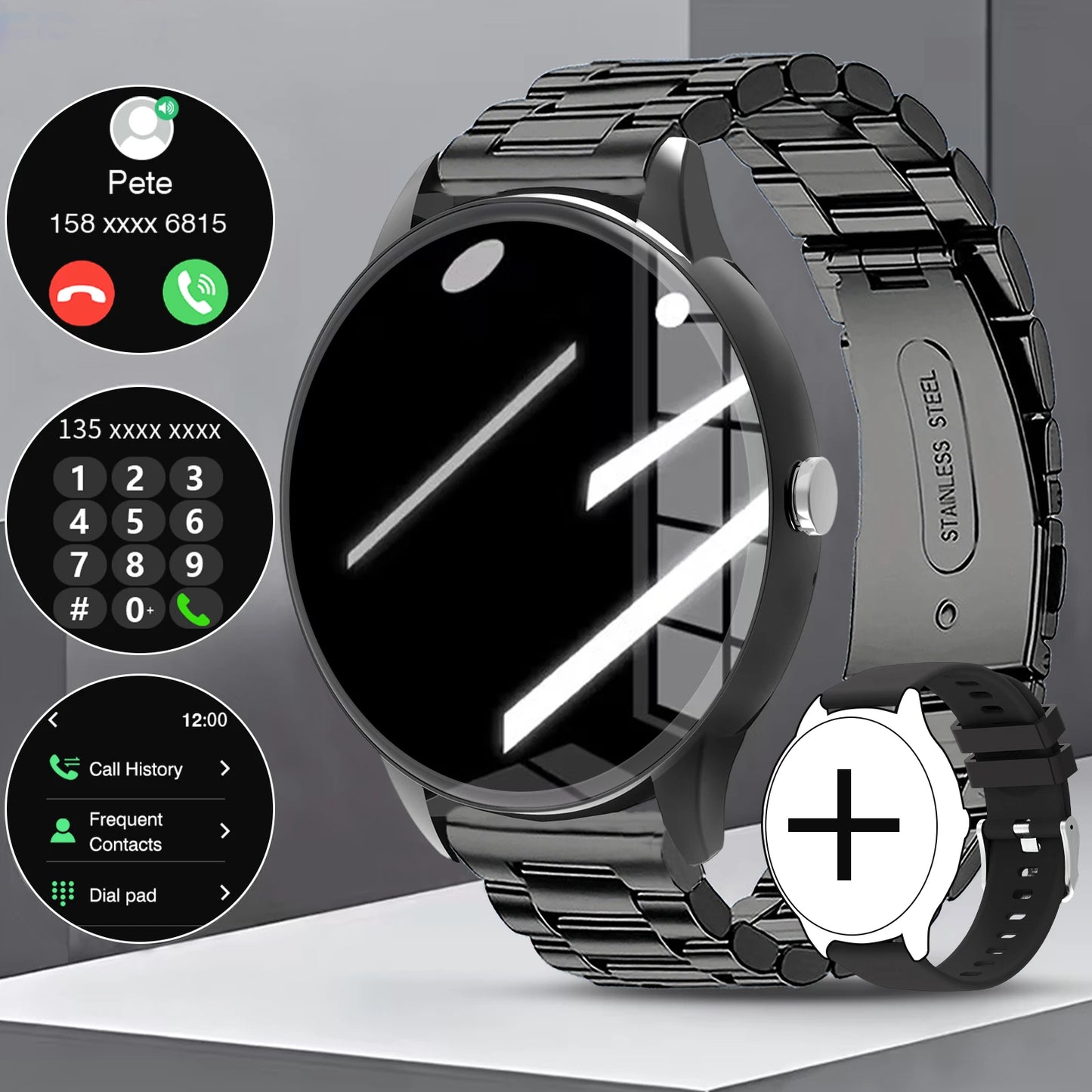1.65-inch Full Screen Touch Sports Smartwatch with Wireless Call/message Reminder/multiple Sports Modes,music Playback,Compatible with Android&Iphone, Valentine'S Day/Christmas/New Year/Birthday Watch Gift, Suitable for Famil