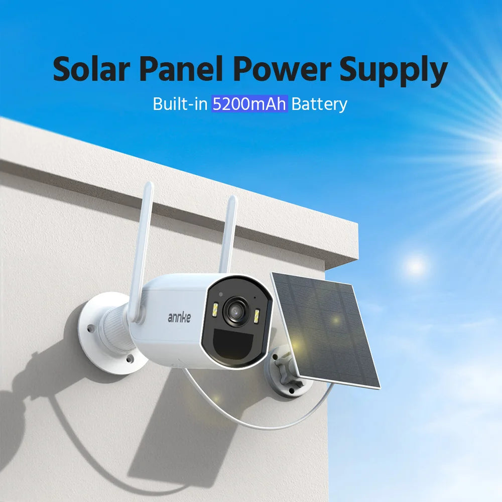 ANNKE 4MP Wireless Solar Security System with 12" All-in-One NVR Monitor , 10‑Channel, 2.4G/5.8G Dual‑Band WiFi, Two‑Way Audio, Smart Detection, IP65, Expandable (2/4/6/8/10 Cameras)