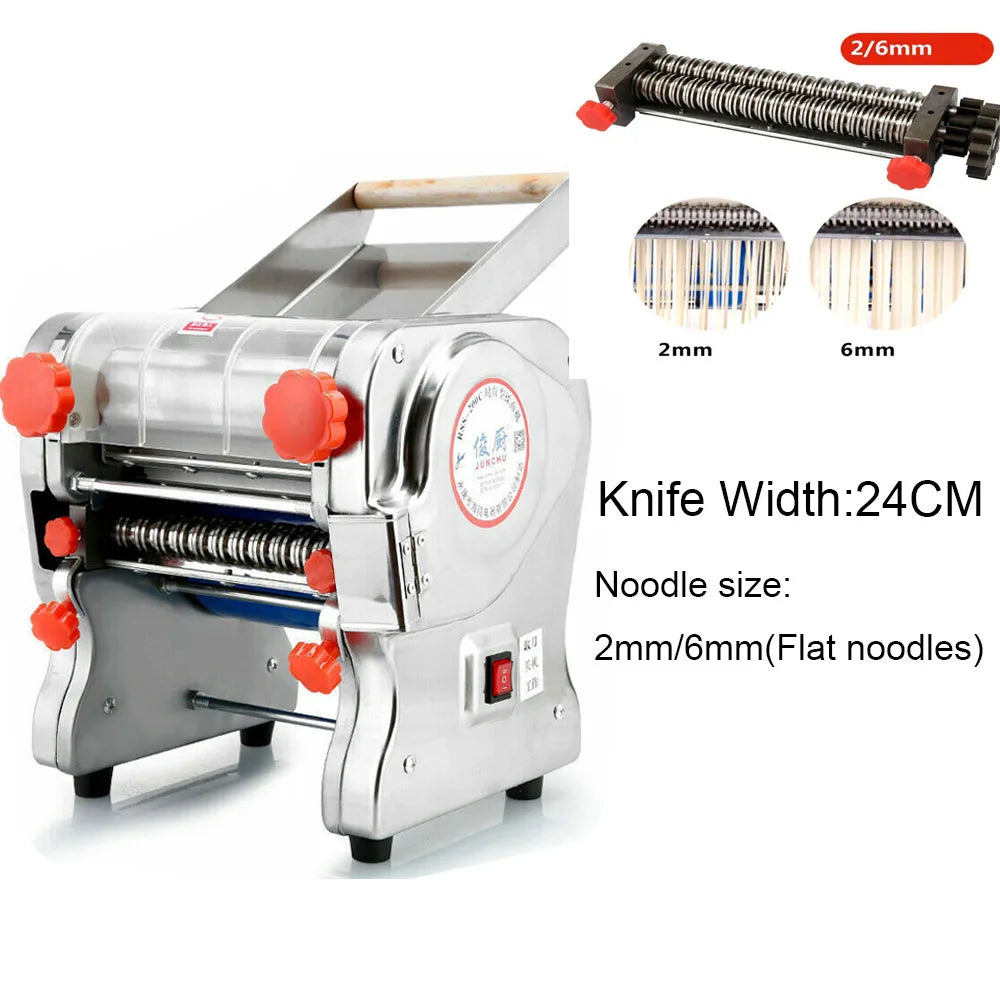 550W Electric Noodle Press Machine Stainless Steel Desktop Pasta Dumpling Maker Commercial Dough Roller Kneading Noodle Machine