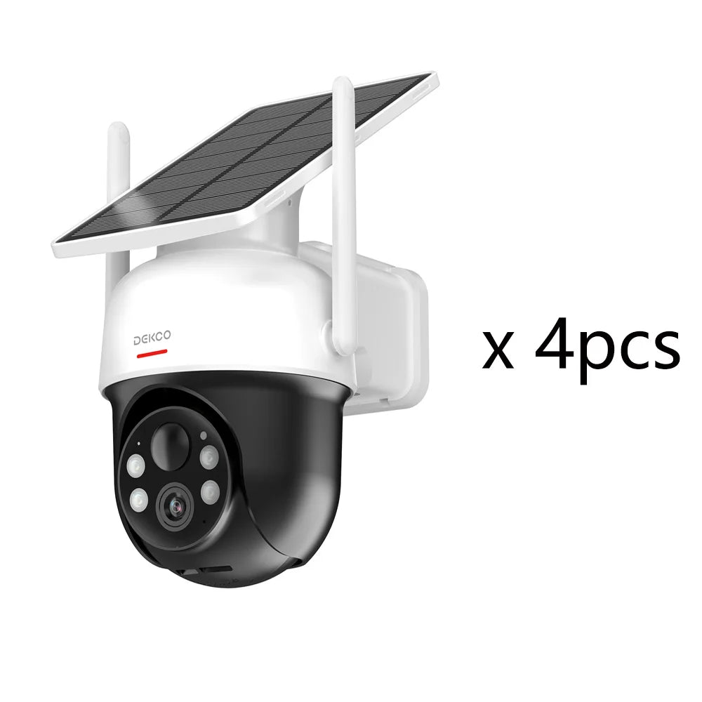 Dekco 2/4/6/8pcs Solar WiFi Camera 3MP 100% Wire-Free 5000mAh Battery Two-way Audio Security Camera Wireless PTZ CCTV Camera