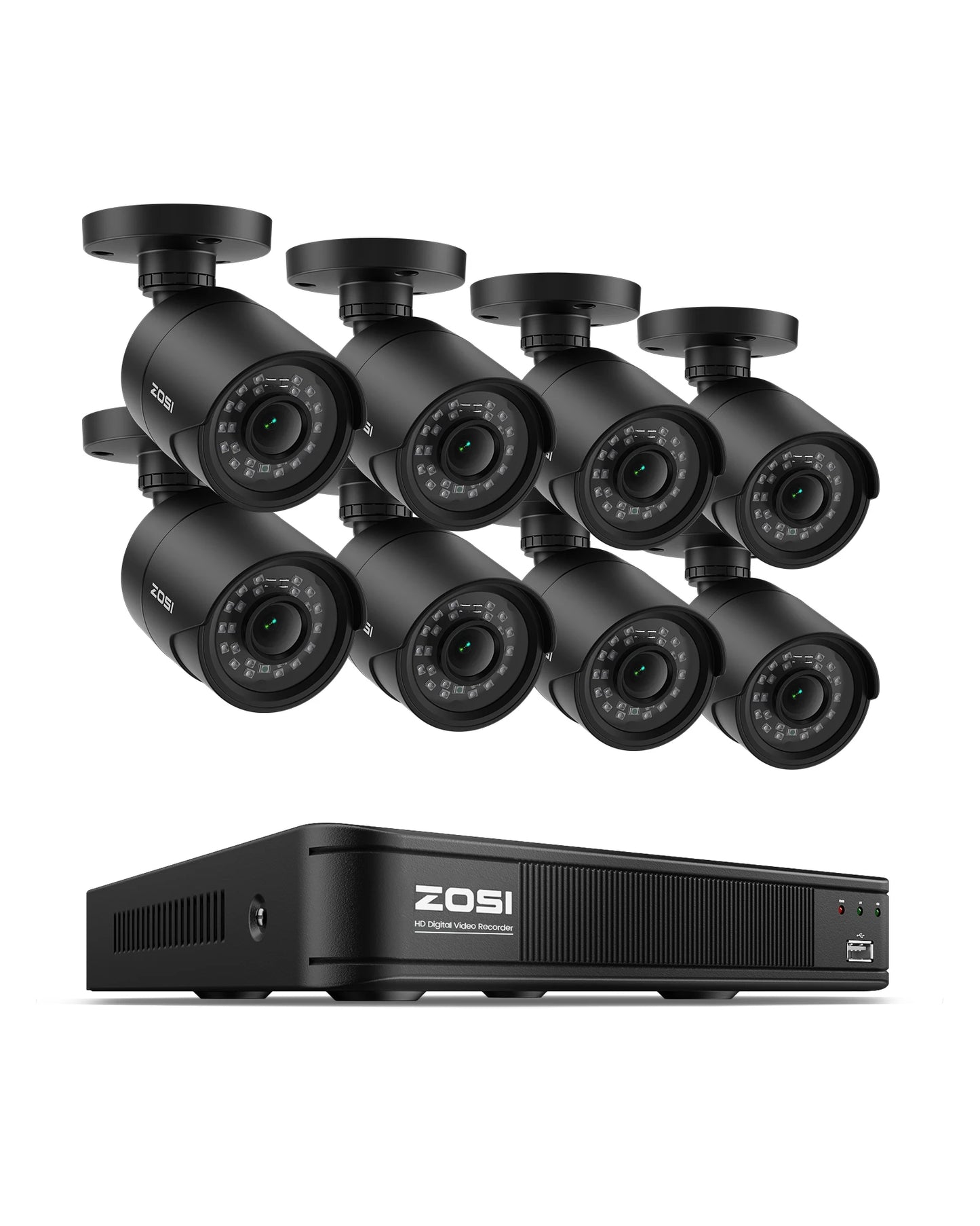 ZOSI 8CH 1080P Security Camera System 4-in-1 H.265+ DVR Outdoor IP66 Waterproof CCTV Cameras with IR Night Vision LEDs Home Surveillance System