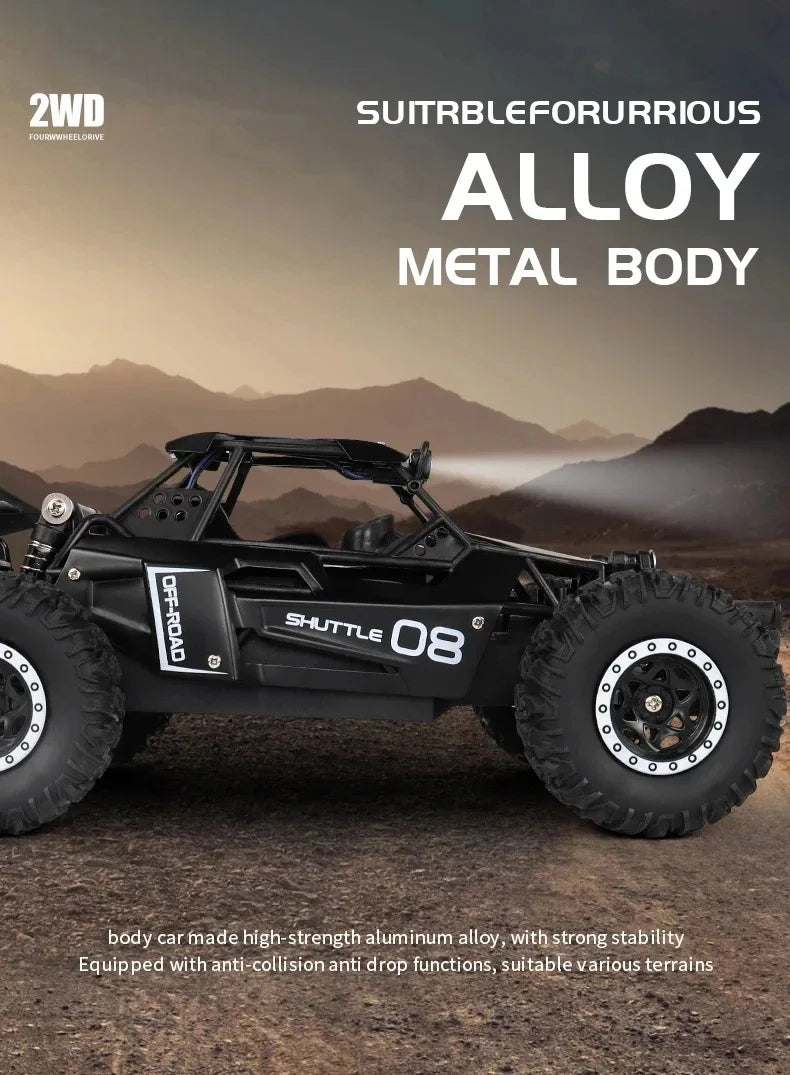 ZNLYRION 1:16 Alloy RC Off Road Car 2.4G Wireless Remote Control High Speed Buggy With LED Light Shock Absorber Kids Toy Racing Vehicle