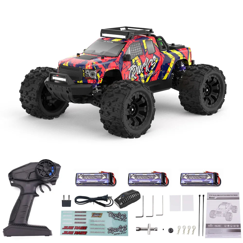 JIUSI PT14R V3 1/14 RC Racing Car 3S Battery 4WD 80km/h Brushless Motor 2.4G Remote Control 35C High Speed Off-road RC Truck