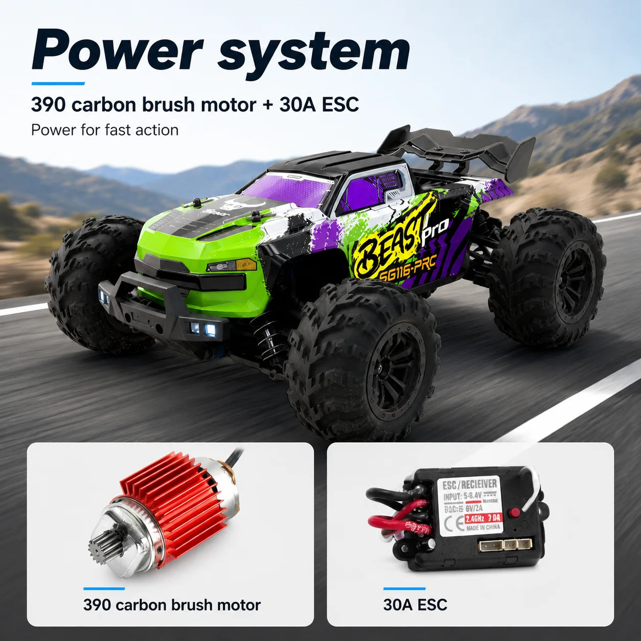 ZNLYRION RC Buggy 1:16 4 Wheel Drive Off-Road SG116MAX PRO Vehicle Optional Brushless Motor Anti-Slip Tire Remote Control Racing Truck