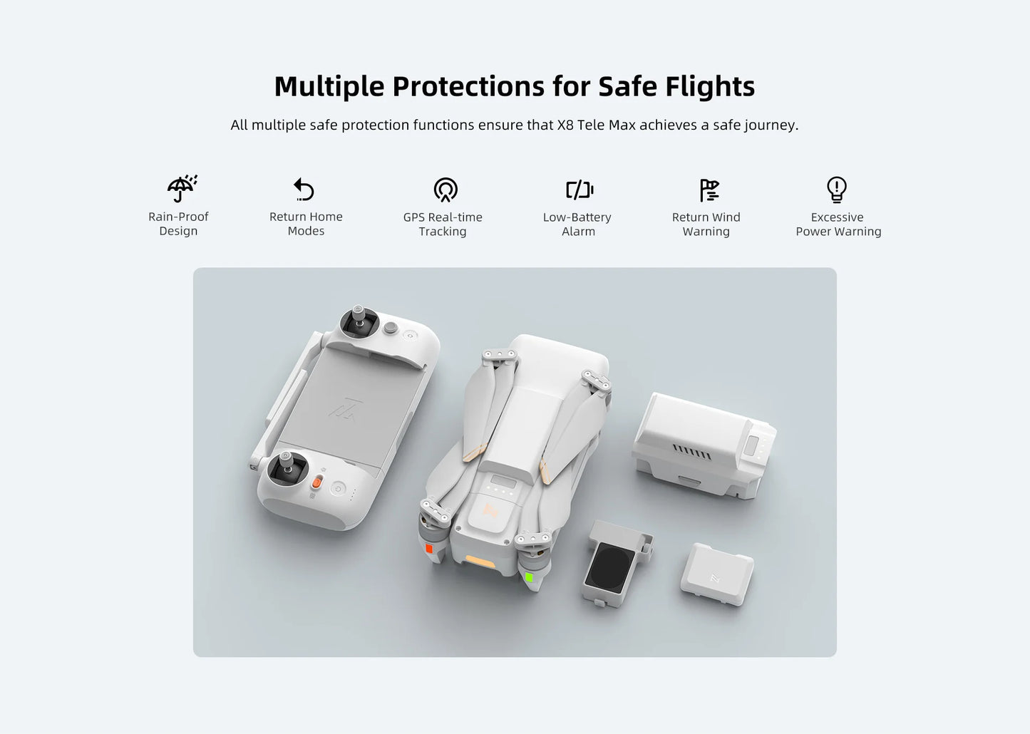 FIMI X8 Tele Max 4K Professional Drone Wide-Angle Tele Camera 30x Hybrid Zoom 3-axis Gimbal AI Super Night Video RC Quadcopter