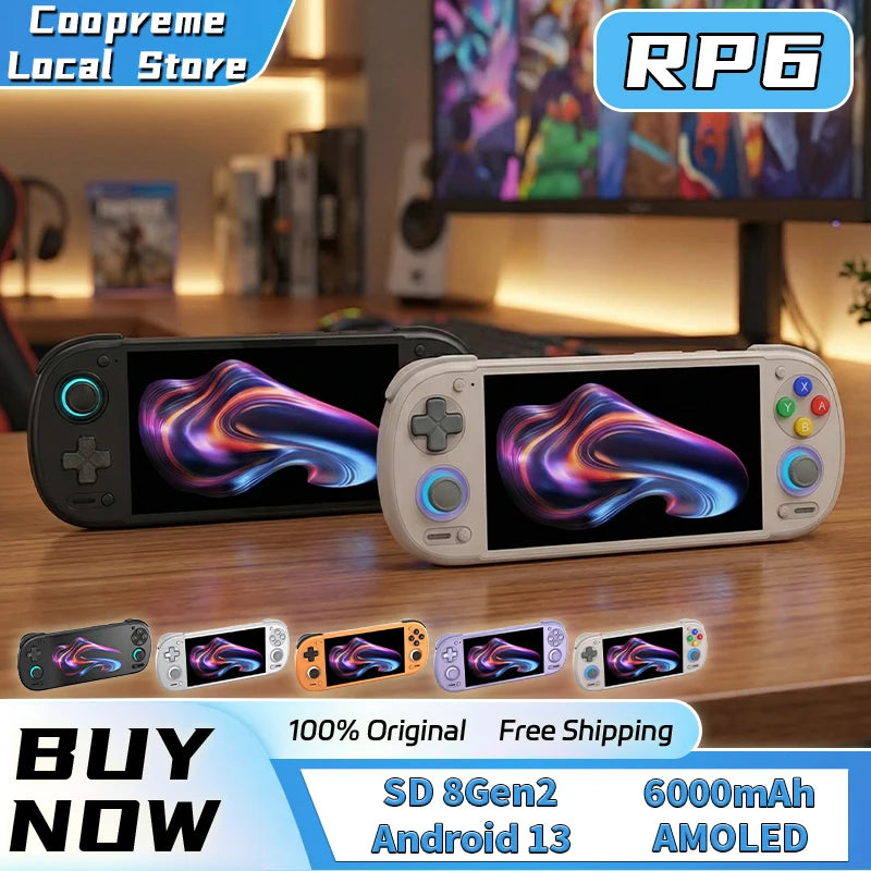 Retroid Pocket 6 RP6 Android Handheld Game Console 5.5 Inch 1080P 120Hz AMOLED Screen 6000mAh 8GEN2 with Hall-Effect Trigger G