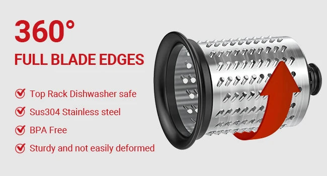 Stainless Steel Slicer Shredder Attachment for KitchenAid Stand Mixers Salad Maker Grinding Powder with 4 Blades